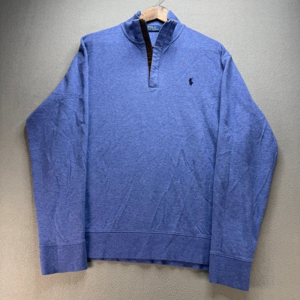 Polo Ralph Lauren Quarter Zip Pullover Sweater Classic Fit XL Blue Pony Preppy - Picture 2 of 12
